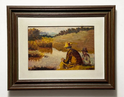 L. Ceccere - Quadro Antigo Pescadores À Beira Do Rio