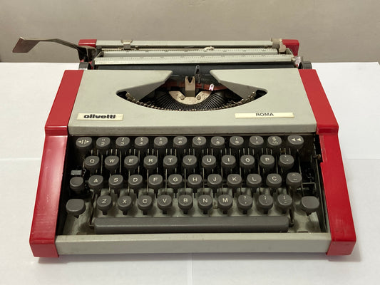 Máquina De Escrever Olivetti Roma Vermelha Antiga