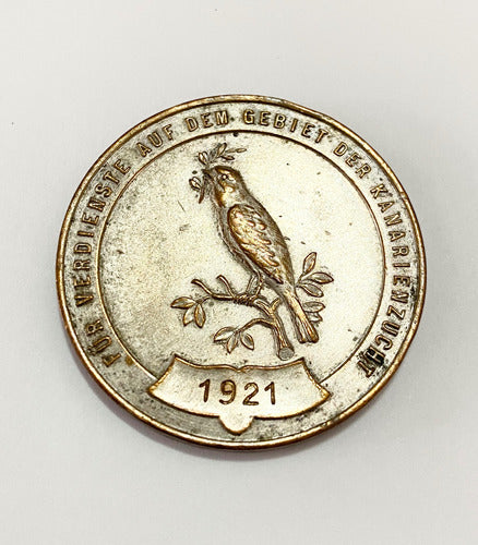 Medalha Antiga Alemã 1921 Mérito No Campo Criação Canarios