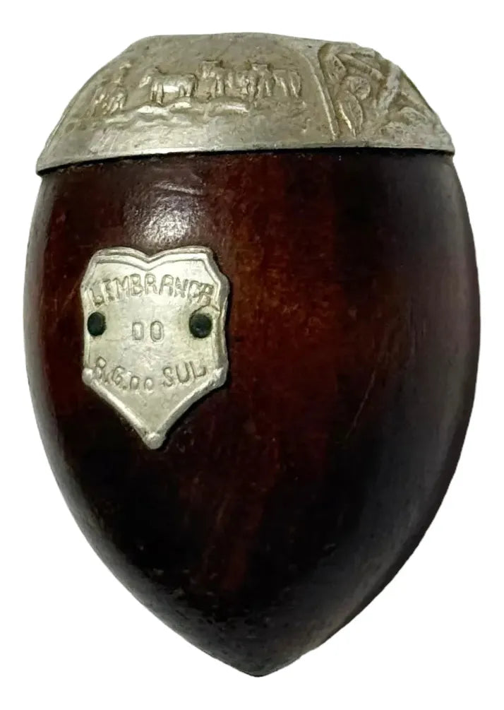 Mini Cuia Antiga Chimarrão Rio Grande Do Sul Metal E Madeira