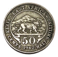 Moeda Antiga De Prata Africa Oriental 1942 H 50 Cents Leão