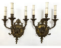Par De Arandelas De Parede Antigas Bronze 3 Braços Luís XV