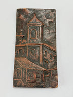 Placa Antiga De Cerâmica Com Relevo Igreja Colonial Assinada