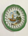 Prato Antigo Schmidt Porcelana Decorado 19,5cm Verde