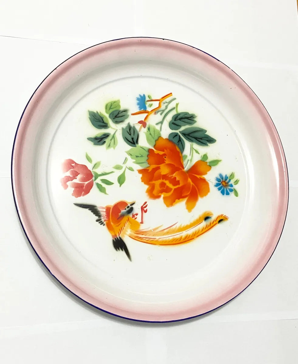 Prato Esmaltado Antigo Chinês Bumper Harvest 40cm
