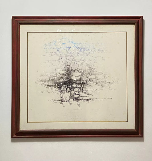 Quadro Gravura Abstrata Numerada Assinada Claude Loriou Única Marrom