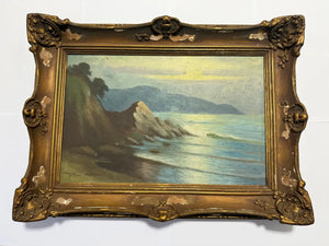 Quadro Antigo Pintura A Óleo Marinha Assinado Matteucci