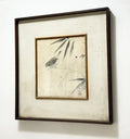 Quadro Antigo Pintura Oriental Em Nanquim - Pássaro E Bambu