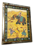 Quadro Pintura Antiga Indiana Em Seda - Caça Ao Tigre