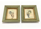 Quadros Japoneses Antigos Gueixas - Par Colorido Verde