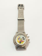 Relógio Antigo Mickey Minnie Quartz Prata Water Resist Prateado
