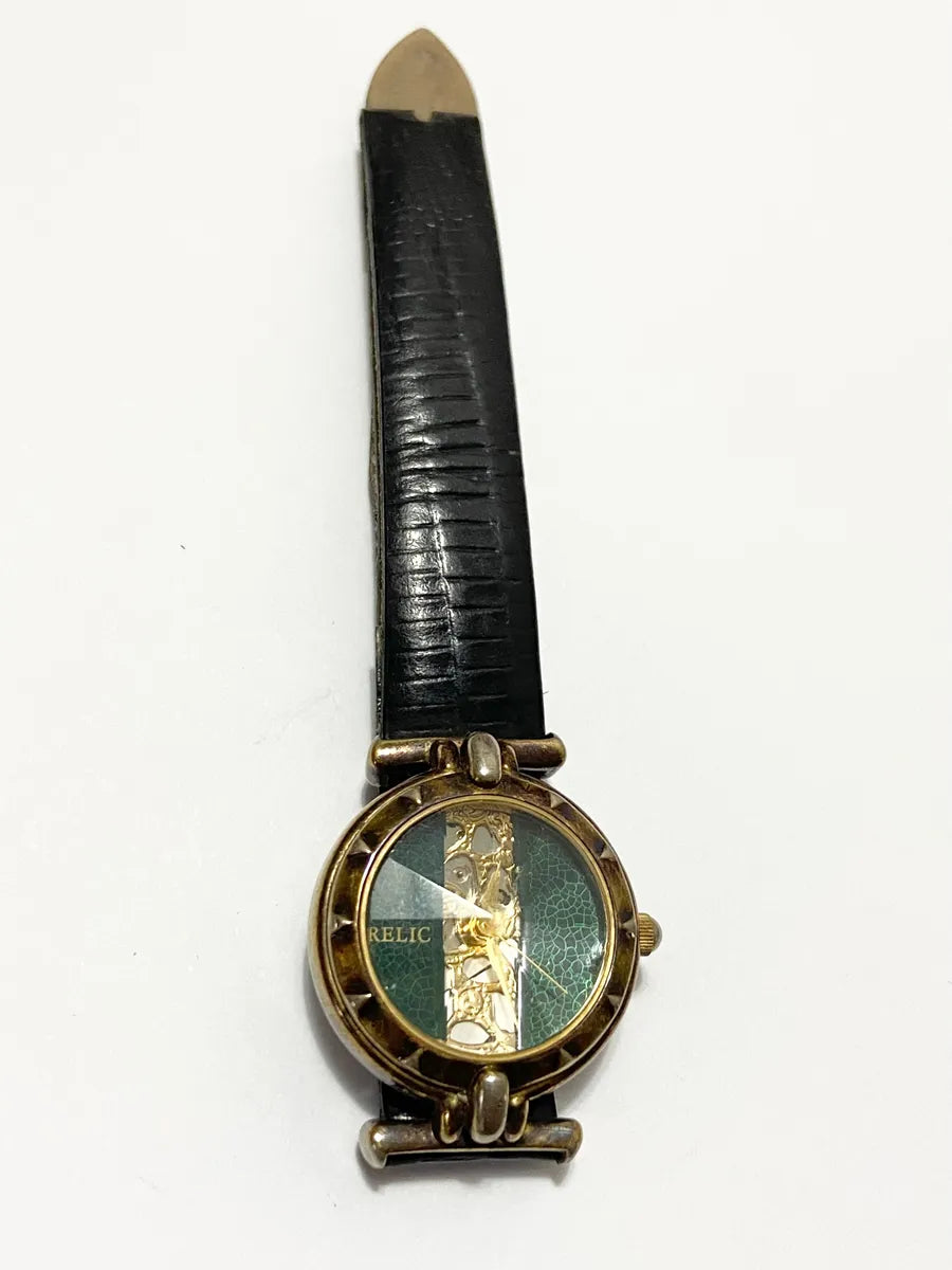 Relógio Antigo Relic Japan Zr-73511 Dourado