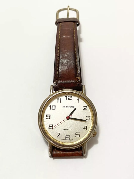 Relógio Antigo St Bernard Quartz Hong Kong Marrom
