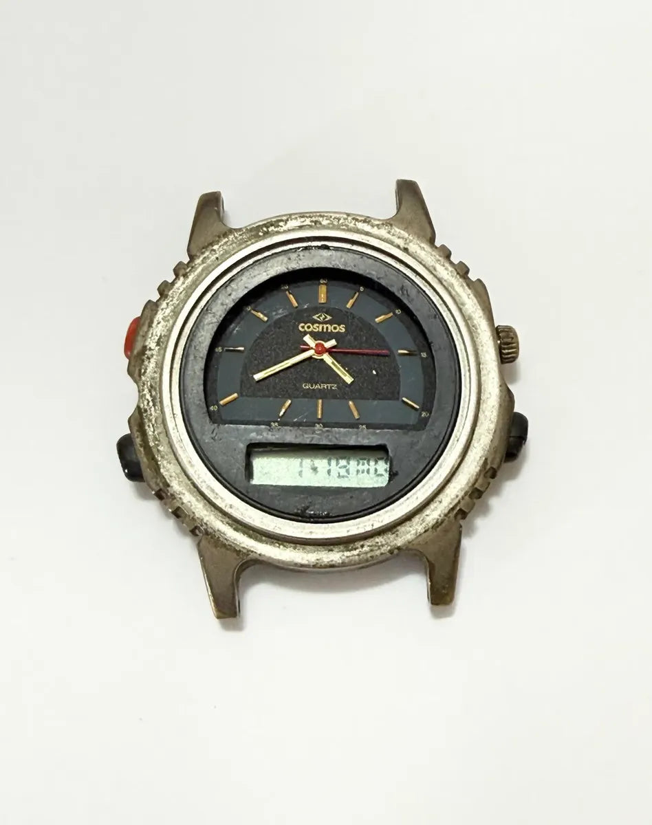Relógio Antigo Cosmos Quartz Anadigi Aço