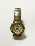 Relógio Antigo Dumont Dourado Japan Movt Pulseira Elastica Prata Dourado Madrepérola