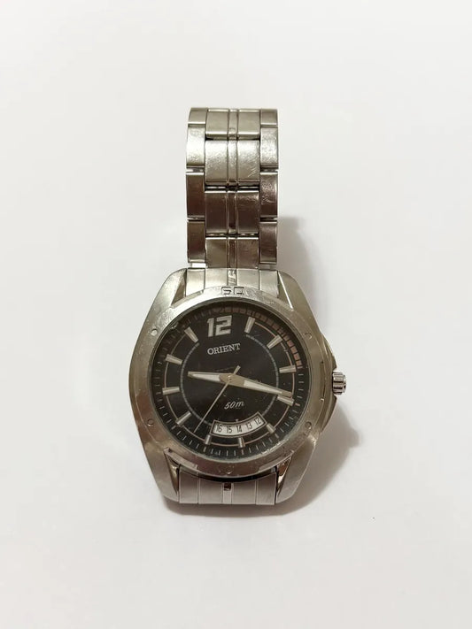 Relógio Antigo Orient Mbss1148 Aço Inox 50m Com Data Prateado