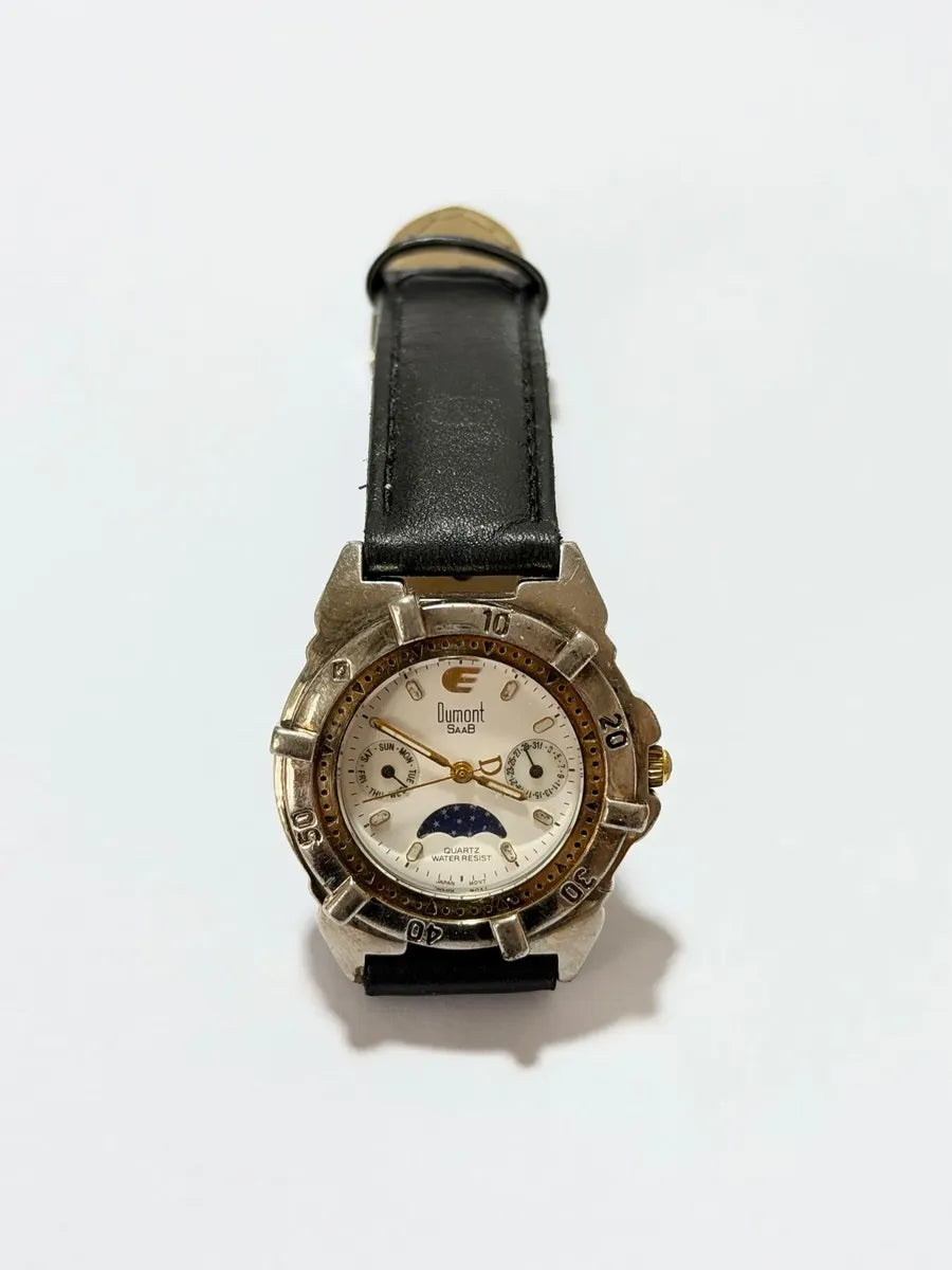 Relógio Dumont Saab Antigo Quartz Fase Da Lua Japan