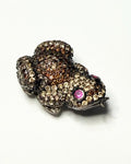 Sapo Antigo Em Prata Cravejado Com Pedras Coloridas 2,8cm