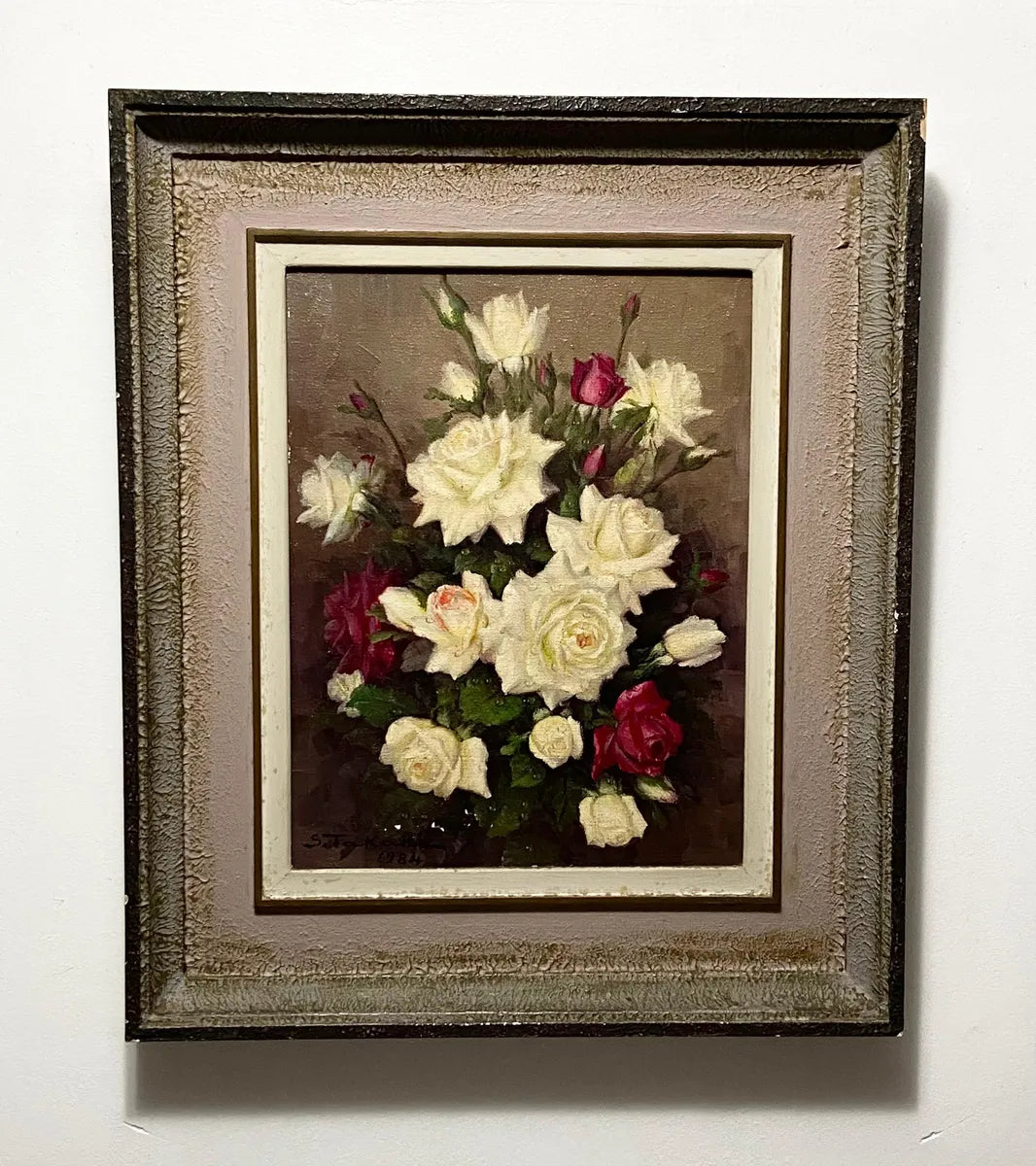 Shokichi Takaki 1984 - Quadro Antigo Óleo S/ Tela Flores