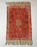 Tapete Antigo Estilo Oriental Vermelho Com Franjas 84cm