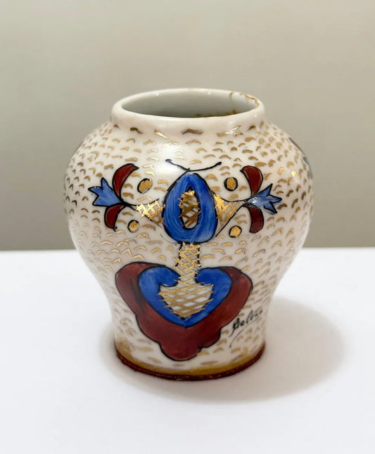 Vaso Mini Porcelana Antigo Pintado À Mão Assinado