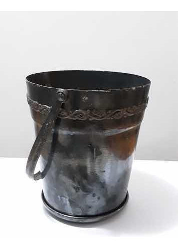 Antigo Balde Com Alça Prata 14cm