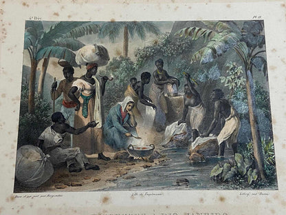 Quadro Litografia Antiga Deroi Rugendas Lavadeiras Rio 1835