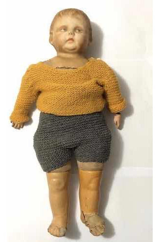 Boneca Antiga De Papelão Feito A Mão Década De 20