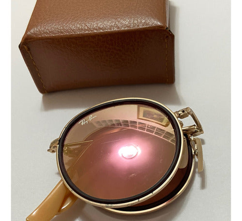 Oculos De Sol Rayban Round Redondo Lente Rose