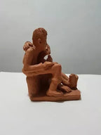 Escultura Antiga Casal Asiático Em Cerâmica - Abraço