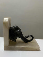 Antigo Aparador De Livros Elefante Em Bronze E Mármore