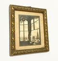 Mini Quadro Antigo Imagem Varanda Castelos Moldura Dourada