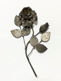 Escultura Flor Rosa Espessurada Á Prata Antiga 28,5cm