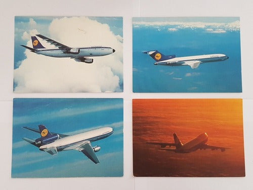 Cartões Postais Antigos Lufthansa Aviões A300 B727 Dc10 B747
