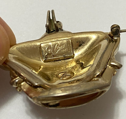 Broche Antigo Coroa Jubileu De Ouro Core Craft Com Pedras