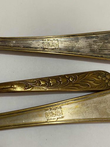 Antiga Colher E Garfo Dourados Old English Silver Plated