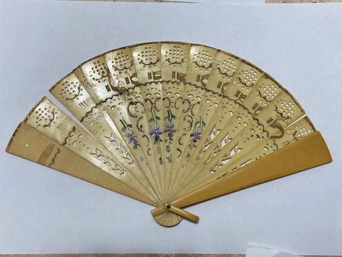 Antigo Leque Em Marfim Com Desenhos Lote