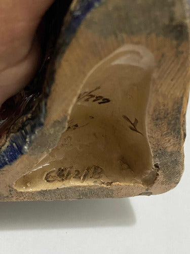 Escultura Cerâmica Peixes Pintados À Mão Antiga