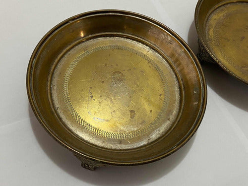 Mini Bandejas Antigas Em Metal Dourado Detalhes Ornamentais