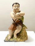 Escultura antiga querubim anjo em gesso policromado