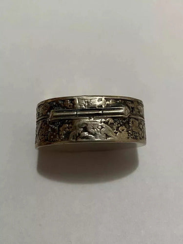 Antiga Caixa De Prata Porta Comprimidos Joias Com Desenhos