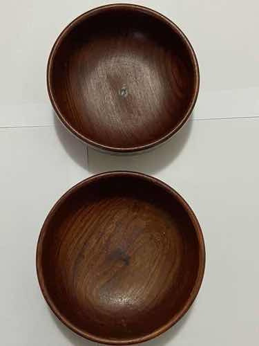 Tigelas Antigas De Jacarandá Com Detalhes Em Metal