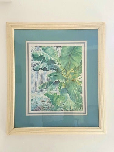 Antigo Quadro De Vidro Natureza Cachoeira Bassett Fine Arte