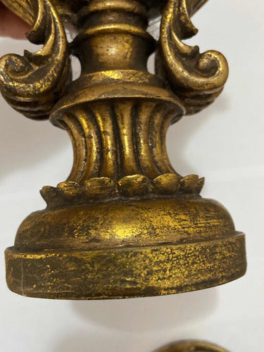 Antiga Escultura Flor De Liz Dourada