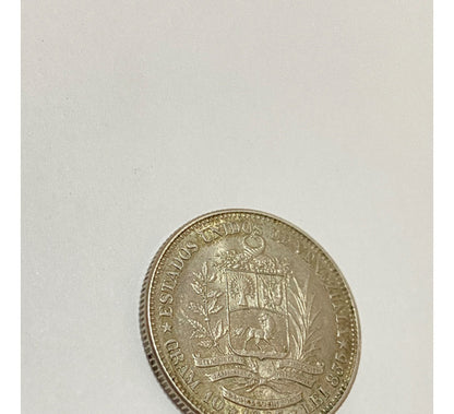 Moeda Antiga De Prata 1945 Venezuela 2 Bolivar