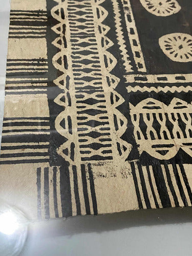 Quadro Antigo Arte Tribal Em Tecido De Casca