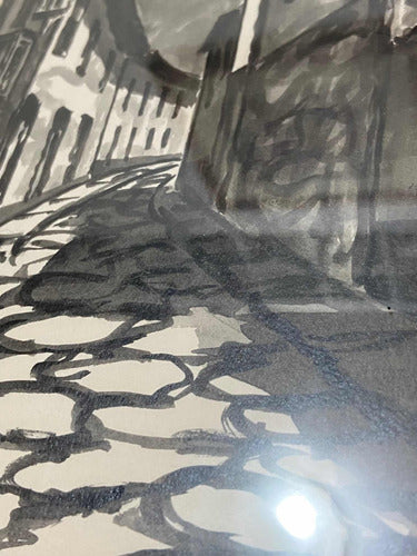 Quadro Nanquim - Rua Do Aleijadinho - Assinado M. Hollender