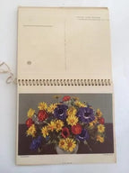Antigo Calendário Com Pinturas Floridas 1955