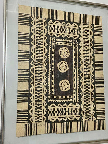 Quadro Antigo Arte Tribal Em Tecido De Casca