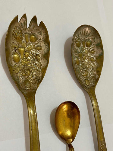 Antiga Colher E Garfo Dourados Old English Silver Plated